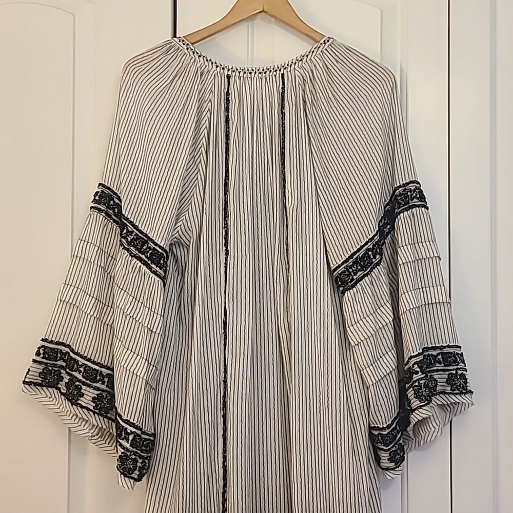 FREE PEOPLEFree People Vagabond Maxi Top Dress 100% Cotton Black & White Size L - Picture 8 of 15